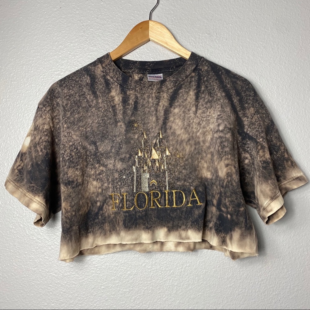 Florida disney crop top custom bleached large